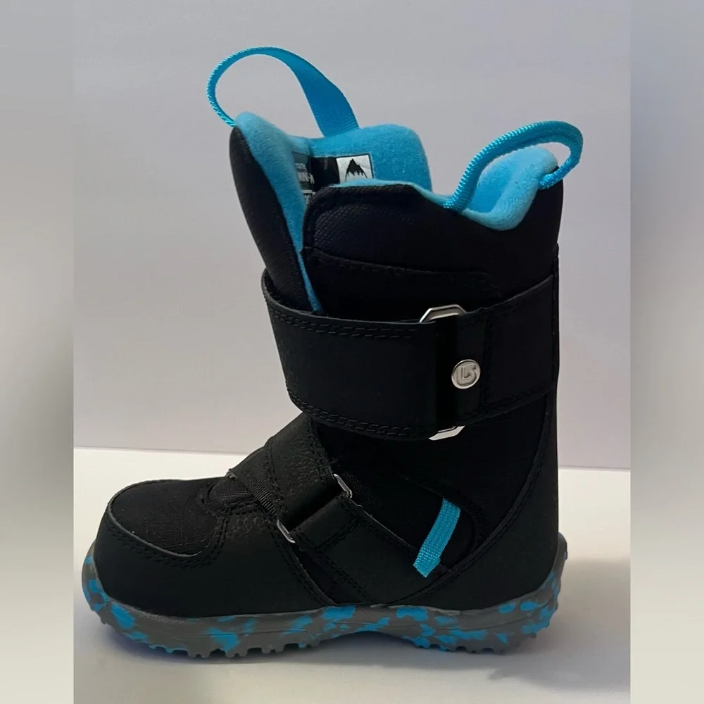 Burton Mini-Grom Kids Snowboard Boots in Black/Blue/Gray, Size 12C